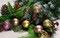 24pcs 2.36" shatterproof Christmas baubles in champagne, pink, and gold.
